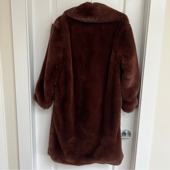 Mango Lapels Faux Fur Brown Tobacco Coat - Picture 14 of 16